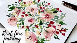 Watercolor wildflowers- full page- real time painting