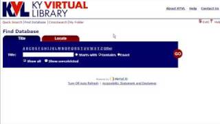 KYVL MetaLib Tutorials: Using the Find Database Module
