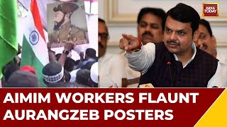 AIMIM Neta Seen Waving Aurangzeb's Posters In Maharashtra; Fadnavis Gives Warning