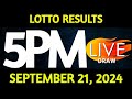 Lotto Result Today 5:00 pm draw September 21, 2024 Saturday PCSO LIVE