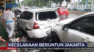 Kecelakaan Beruntun di Jakarta, Sebuah Mobil dan Sepeda Motor Rusak  Berat #SeputariNewsPagi 01/05