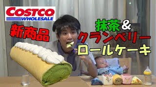 【大食い？】コストコ新商品！抹茶＆クランベリーロールケーキ食べきるぞ！多分【でぶ活】