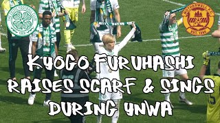 Celtic 6 - Motherwell 0 - セルティック - 古橋 亨梧  Kyogo Furuhashi Raises Scarf & Sings During Y N W A
