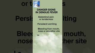 Danger Signs in Dengue Fever || signs of severe dengue fever #reels #shorts #dengue