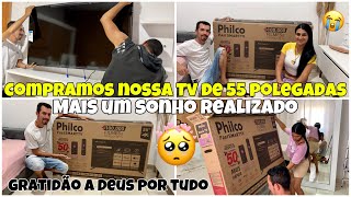 COMPRAMOS NOSSA TV 😭🙏|| SONHO REALIZADO| CHEGOU A NOSSA TV/ SÓ GRATIDÃO😍 + MOSTREI COMO FICOU