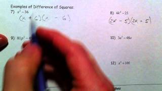 Factoring Perfect Square Trinomials and Difference of Squares