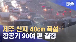 제주 산지 40cm 폭설‥항공기 90여 편 결항 (2022.12.23/뉴스투데이/MBC)
