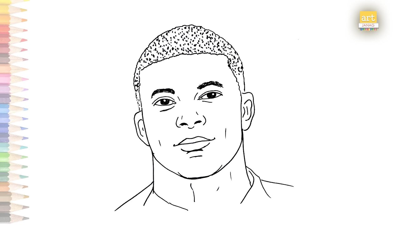 Kylian Mbappé Face Drawing Video | How To Draw Kylian Mbappe Step By ...