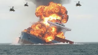 Vahşi eylem, Rus Ka-52 helikopteri, Ukrayna'ya mühimmat tedarik eden 2 kargo gemisi patladı.