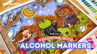 Start-to-Finish Coloring Book Page with Alcohol Markers 🖍️ Color With Me
