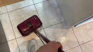 Oxy-Dry pre scrubbing tile with the Koblenz twin brush floor scrubber (video #1 of 5)