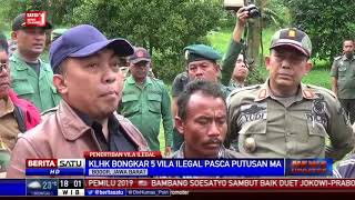 Petugas Gabungan Robohkan Vila Liar di Kawasan Puncak