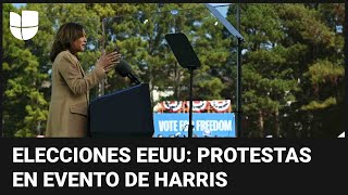 Protestas en evento de Kamala Harris en Atlanta: manifestantes exigen parar bombardeos en Palestina