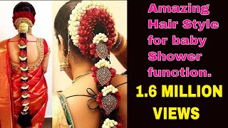 Amazing Hair Style for baby Shower function | Easy method  poojadai  Hair Style |