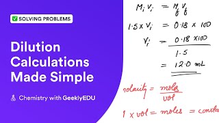 #GeeklyHub Dilution of Solution: Dilution Calculations \u0026 Problems, Molarity