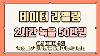 데이터라벨링 2시간 방문 녹음 50만원 음성 데이터 수집, 유인나 김태리 이제훈 남주혁 구교환 비슷한 톤 발화 가능 능력자 모여라!