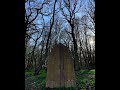 medieval corten steel door set within this woodland.