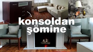 ESKİ KONSOLU ŞÖMİNEYE ÇEVİRDİM | yeni koltuk geldi ve aplikleri taktık