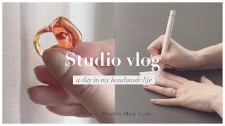 ENG SUB) 秋色🍁レジンアクセサリーを作成して、梱包・発送する日｜新人ハンドメイド作家の1日｜ASMR handmade studio vlog