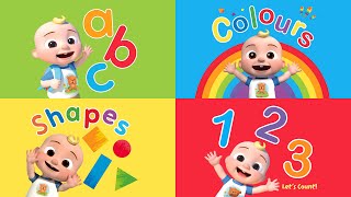 4 Cocomelon Books | Animated Read Aloud Compilation | ABC, Colors, Shapes, 123 | Hoots and Tales