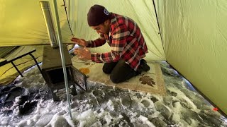 -29C WINTER CAMPING IN THE WARMEST HOT TENT ON EARTH Winter Camping in a Snowstorm