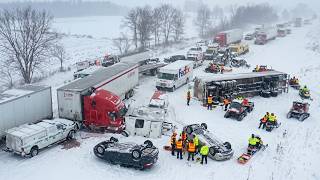Chaos in Wyoming Today! Brutal Snow Storm Causing Major Accident in I-80 Rawlins