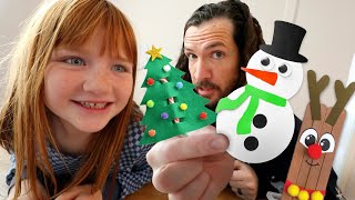CHRiSTMAS CRAFTS with Adley and Dad!!  How to make Paper Snowflakes, Tree Decorations, & Snowman diy