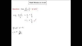 Avoiding Common Math Mistakes - Simplifying