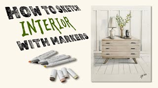 MARKER RENDERING INTERIOR DESIGN - Sketching an Interior in ONE POINT PERSPECTIVE | HH Design