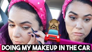 DOING MY MAKEUP IN THE CAR 🚗 GRWM Travel Makeup Routine