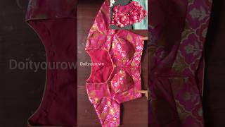 నా స్టైల్ లో హై నెక్ బ్లౌజ్ స్టిచ్చింగ్||High neck blouse stitching tutorial ||Piping tips||#shorts