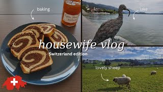 🇨🇭 simple life in Switzerland - SILENT VLOG // baking & sheep watching & grocery haul with prices