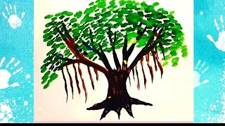 How To Draw Banyan Tree step by step ||Banyan Tree drawing easy way