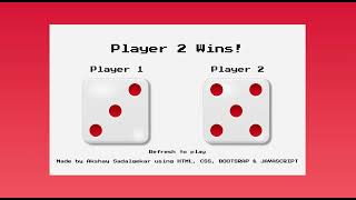 Simple Dice Game using HTML, CSS, Bootstrap, and JavaScript