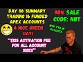 DAY 116 SUMMARY - A NICE GREEN DAY! - TRADING APEX FUNDED ACCOUNTS - CODE NBT