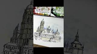 어반스케치 유럽풍경 watercolor painting unrban sketch #shorts