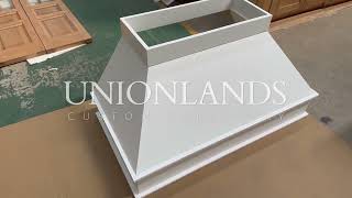 Unionlands Cabinetry can custom design white lacquer finish range hood matches your dream kitchen.