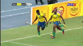 Deborah Opoku scores the opening goal for Army Ladies against Police Ladies