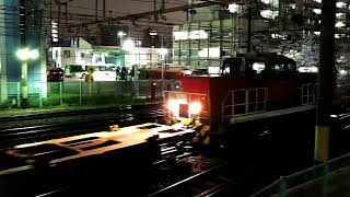 【2022/03/27 21:58･推進運転 ジョイント音あり】HD300-4+コキ4両 隅田川駅構内入換①-2