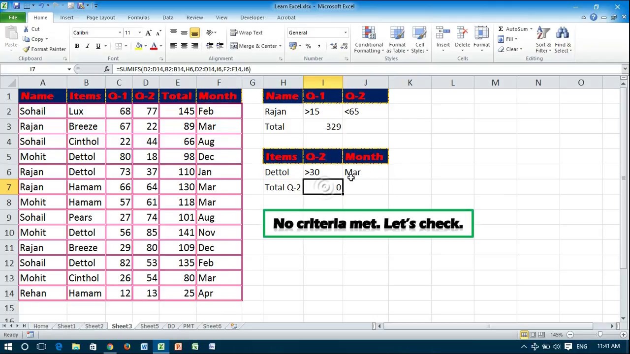 Using Sumifs With Multiple Criteria