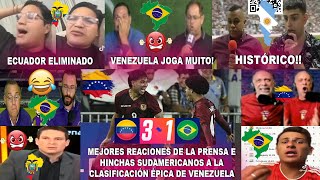 MEJORES REACCIONES SUDAMERICANAS A VENEZUELA 3-1 BRASIL CON ECUADOR ELIMINADO