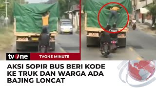 Nekat! Bajing Loncat Tetap Beraksi Meski Sopir Bus Sudah Beri Kode ke Truk dan Warga | tvOne Minute