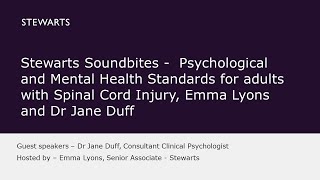 Stewarts Soundbites: Psychological and mental health standards for adults with spinal cord injury