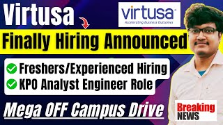 Finally Virtusa Biggest Hiring | OFF Campus Drive For 2025 | 2024 | 2023 Batch | Latest Fresher Jobs