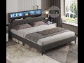 Bed. ADORNEVE Queen Bed Frame with LED Lights, Outlets and USB Ports, Storage #viral #video #bed