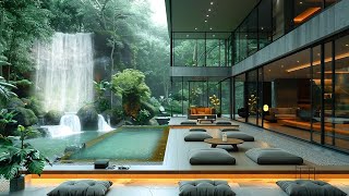 Luxury Apartment In The Forest with Waterfall and Lake | Relaxing Sound for Healing, Meditation