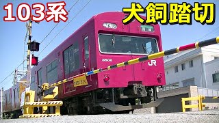 【播但線】103系3500番台、犬飼踏切通過〔2〕