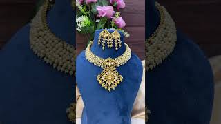 Dazzle in simplicity with the Aanya Gold Replica Tayani Kundan Necklace set.