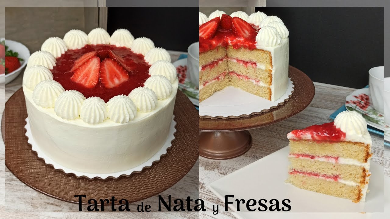 Tarta De Fresas Con Nata 🍰🍓| Pastel De Crema Con Fresas | Strawberry ...