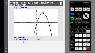 Find Maximum of a Quadratic Function TI 84